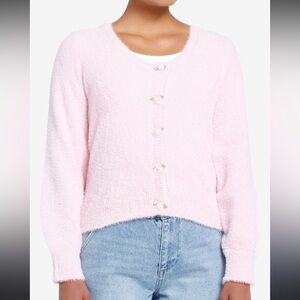 Chic Light Pink Women's Cardigan Sweater